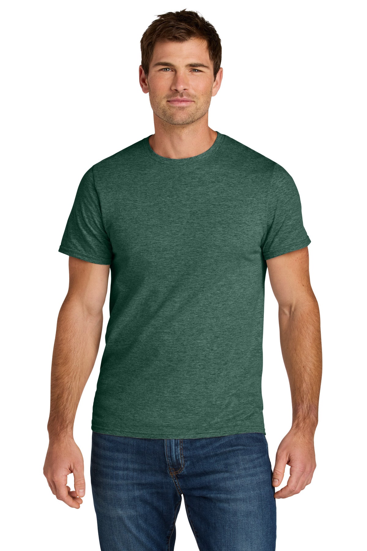 Jerzees Ultimate Unisex Ring Spun T-Shirt IC46M - Forest Green Heather - front