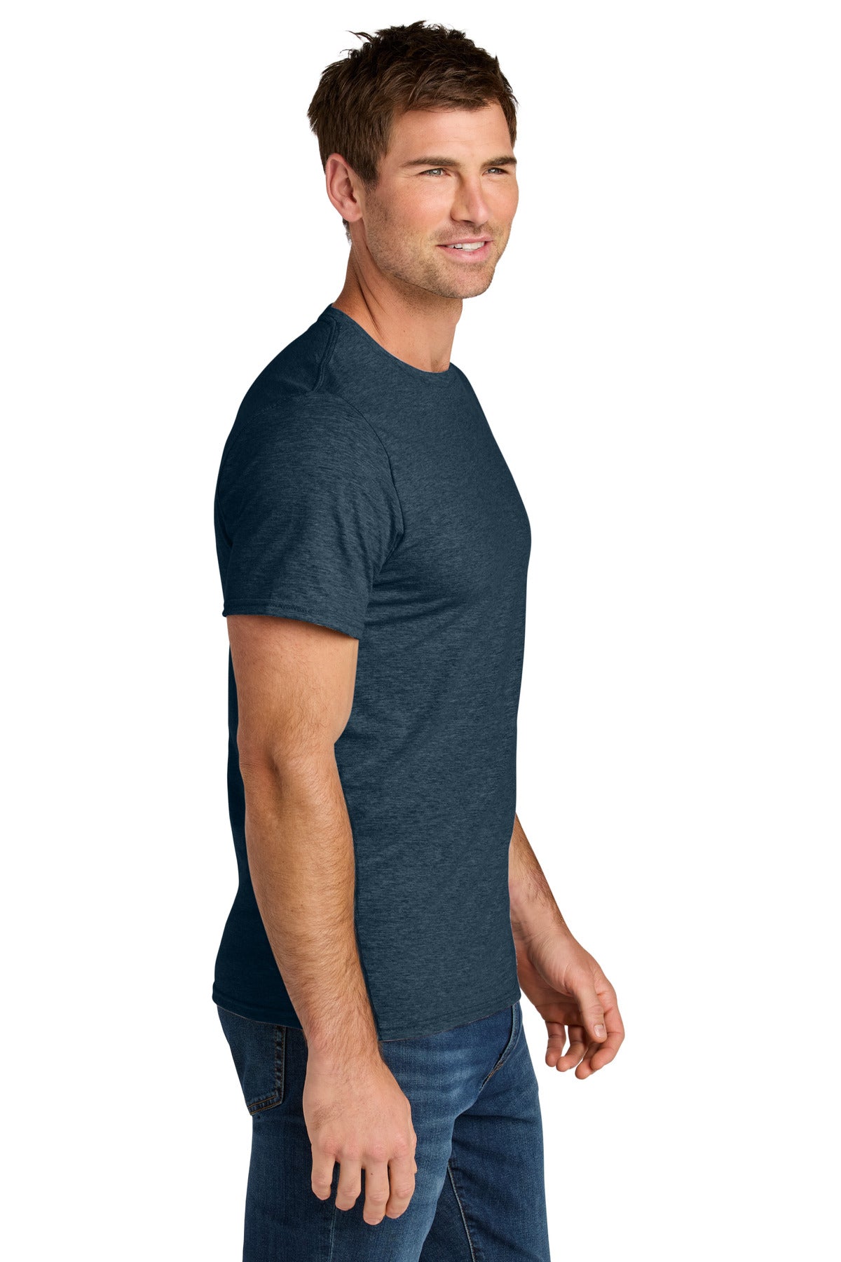 Jerzees Ultimate Unisex Ring Spun T-Shirt IC46M - Indigo Heather - side