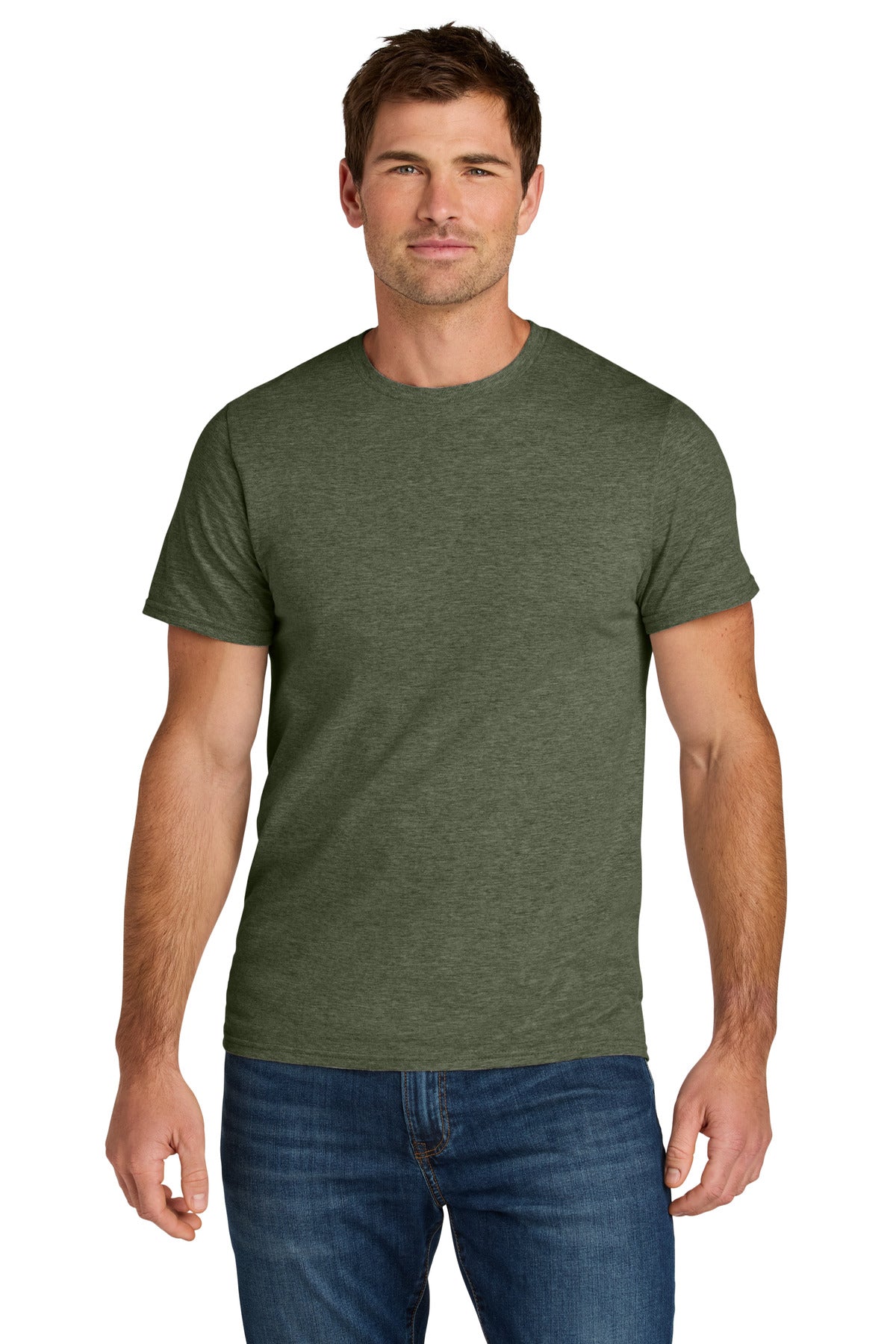 Jerzees Ultimate Unisex Ring Spun T-Shirt IC46M - Military Green Heather - front