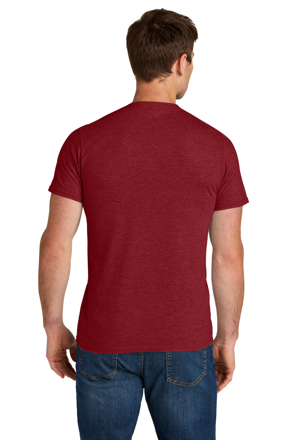 Jerzees Ultimate Unisex Ring Spun T-Shirt IC46M - Peppered Red Heather - back