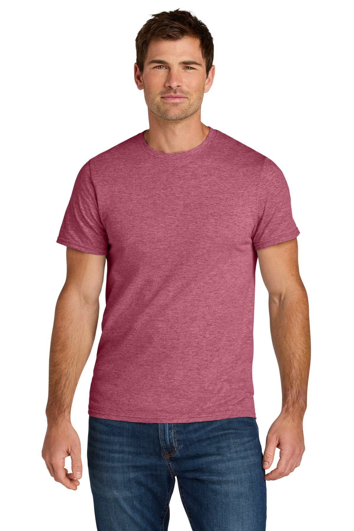 Jerzees Ultimate Unisex Ring Spun T-Shirt IC46M - Raspberry Heather - front