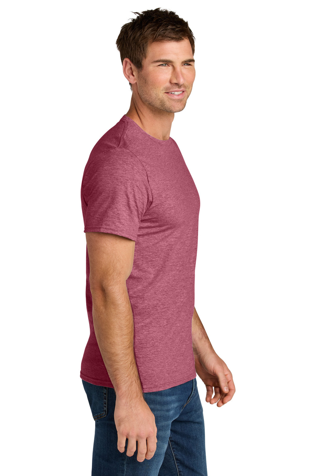 Jerzees Ultimate Unisex Ring Spun T-Shirt IC46M - Raspberry Heather - side