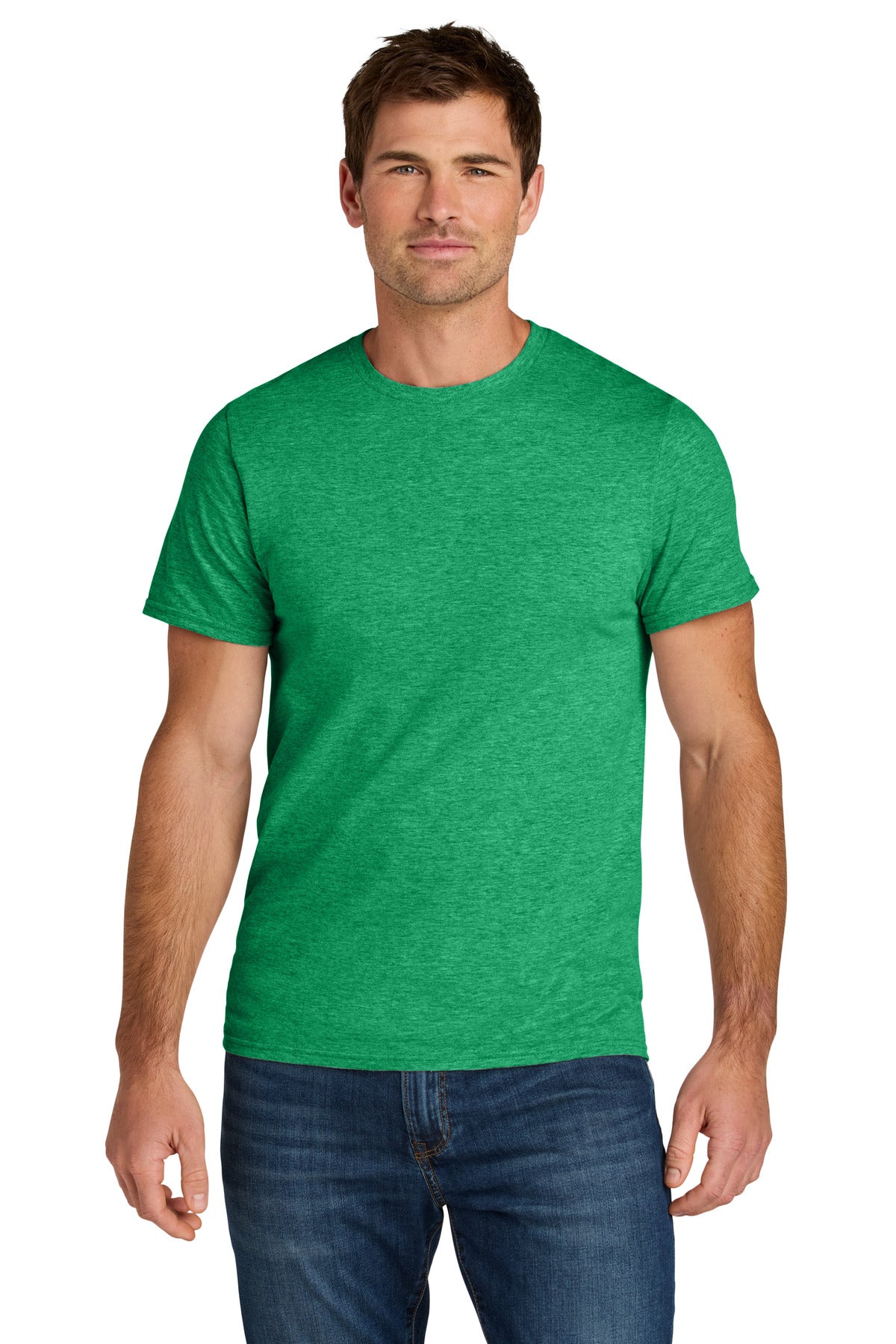 Jerzees Ultimate Unisex Ring Spun T-Shirt IC46M - Retro Heather Green - front