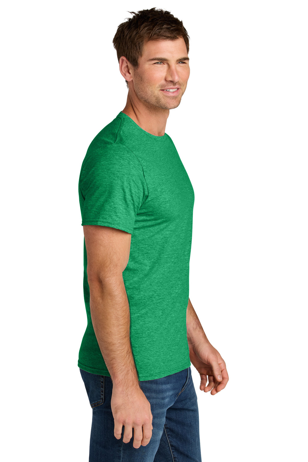 Jerzees Ultimate Unisex Ring Spun T-Shirt IC46M - Retro Heather Green - side
