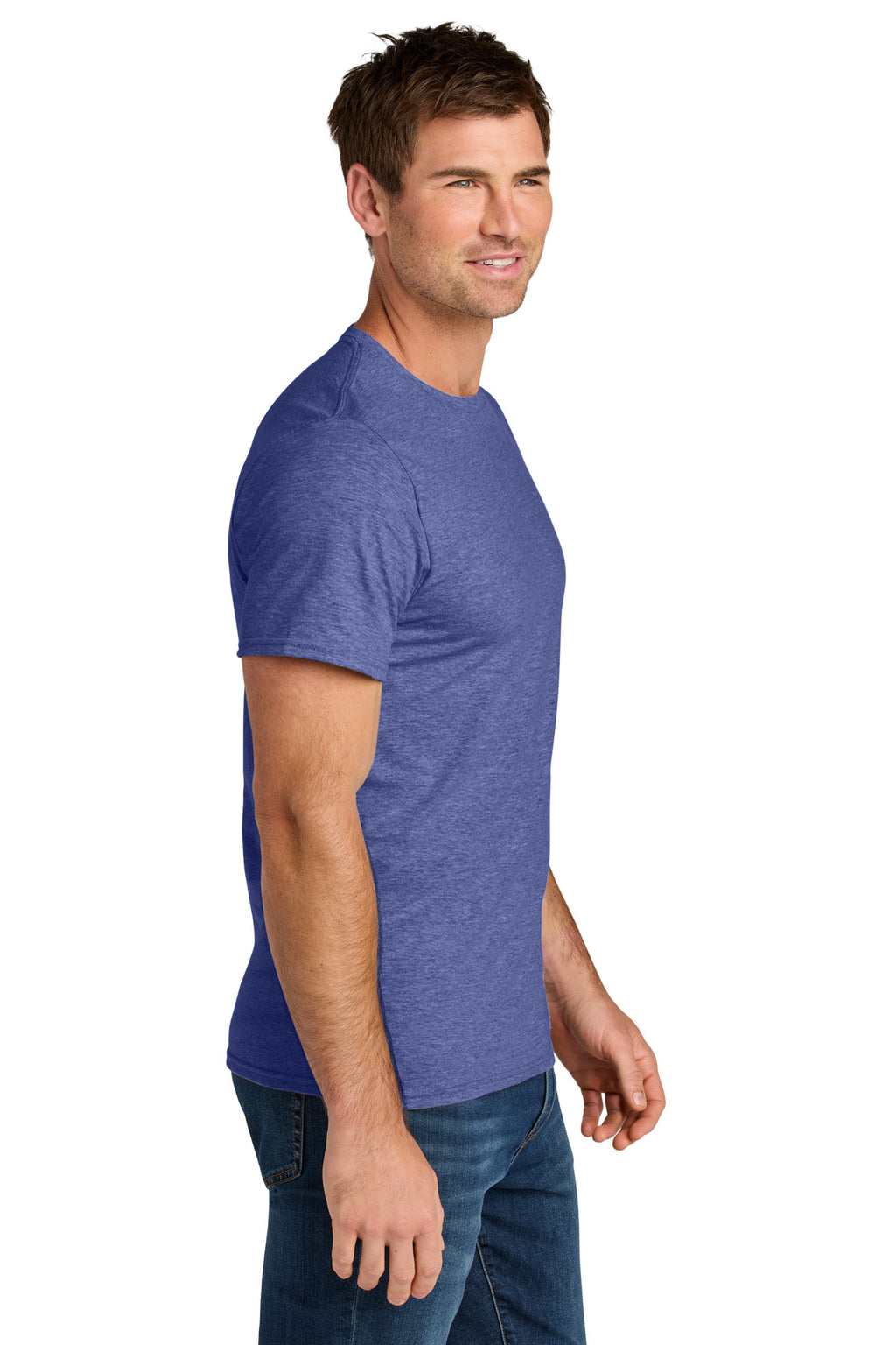 Jerzees Ultimate Unisex Ring Spun T-Shirt IC46M - Retro Heather Purple - side