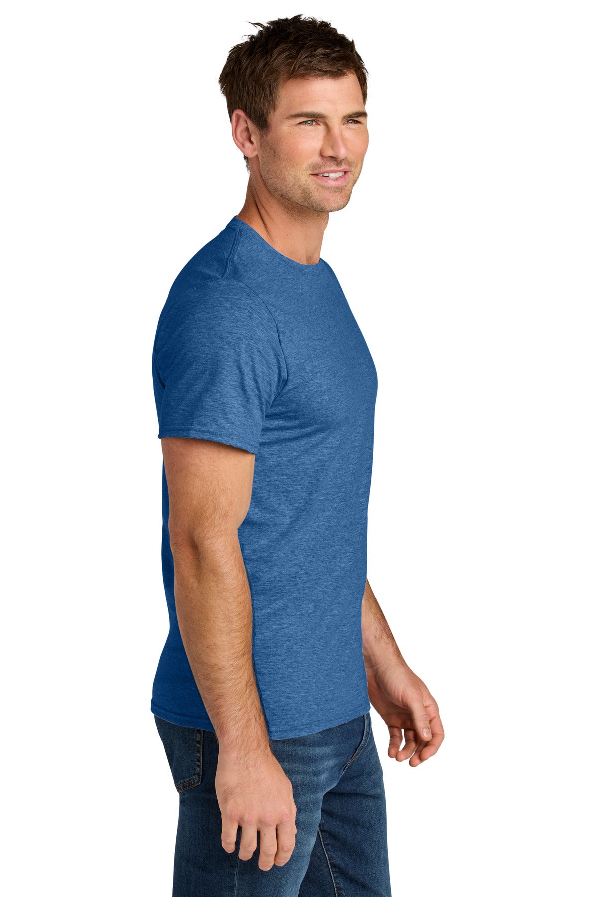 Jerzees Ultimate Unisex Ring Spun T-Shirt IC46M - Retro Heather Royal - side