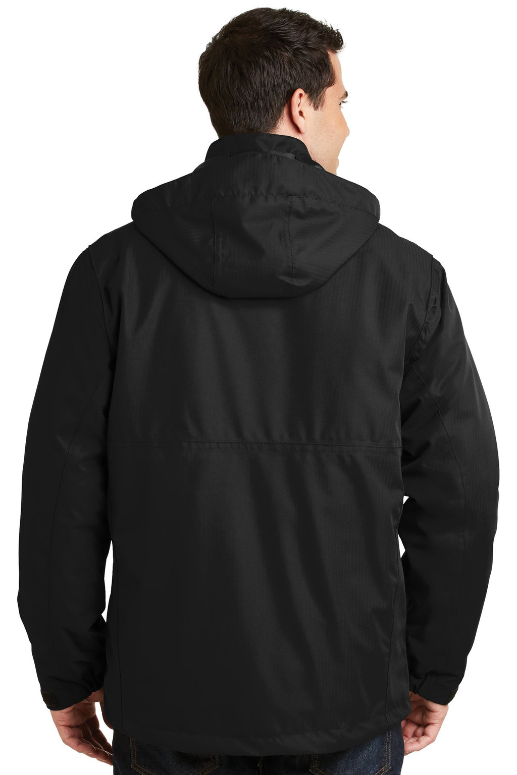 Port Authority Herringbone 3-in-1 Parka. J302 - Black - back