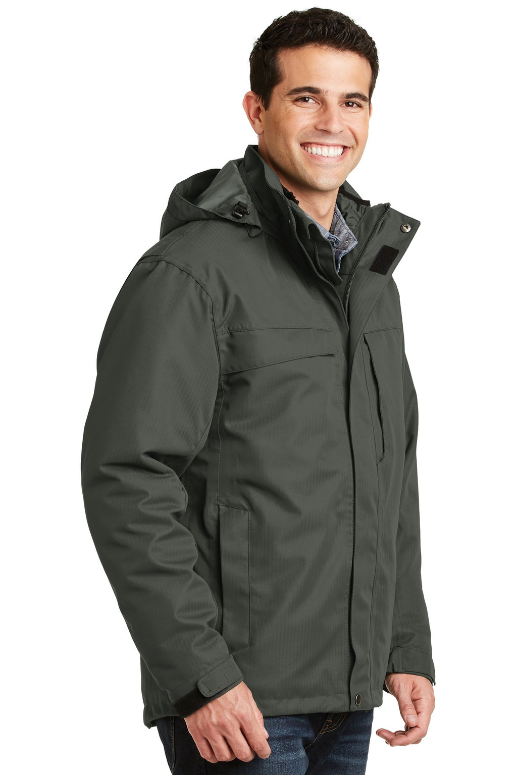Port Authority Herringbone 3-in-1 Parka. J302 - Spruce Green - three_q