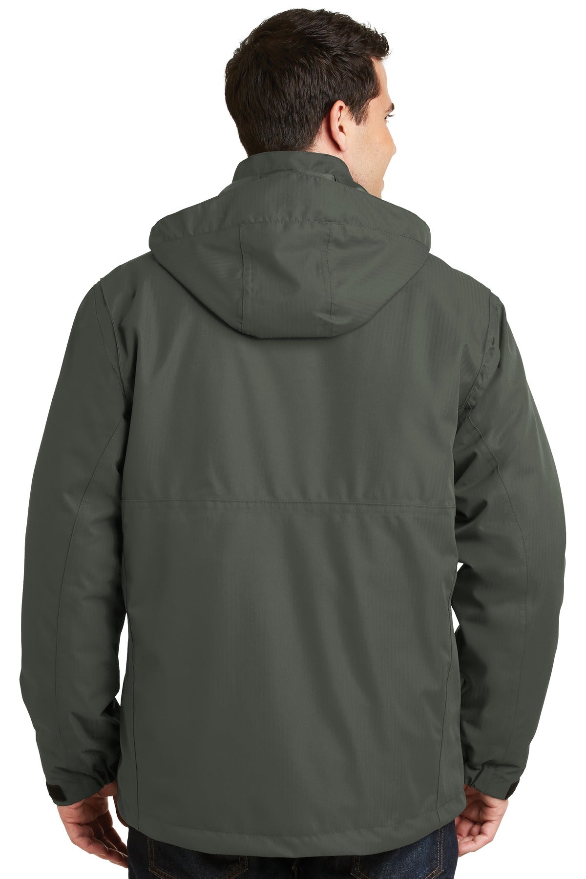 Port Authority Herringbone 3-in-1 Parka. J302 - Spruce Green - back