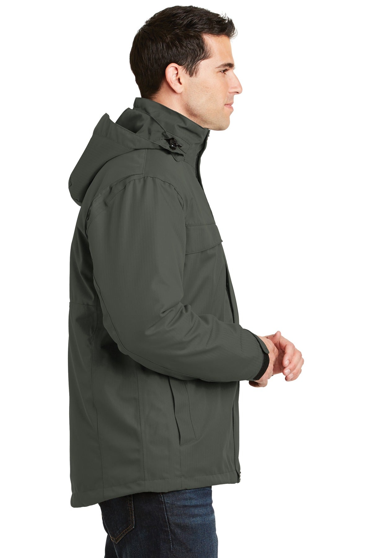 Port Authority Herringbone 3-in-1 Parka. J302 - Spruce Green - side