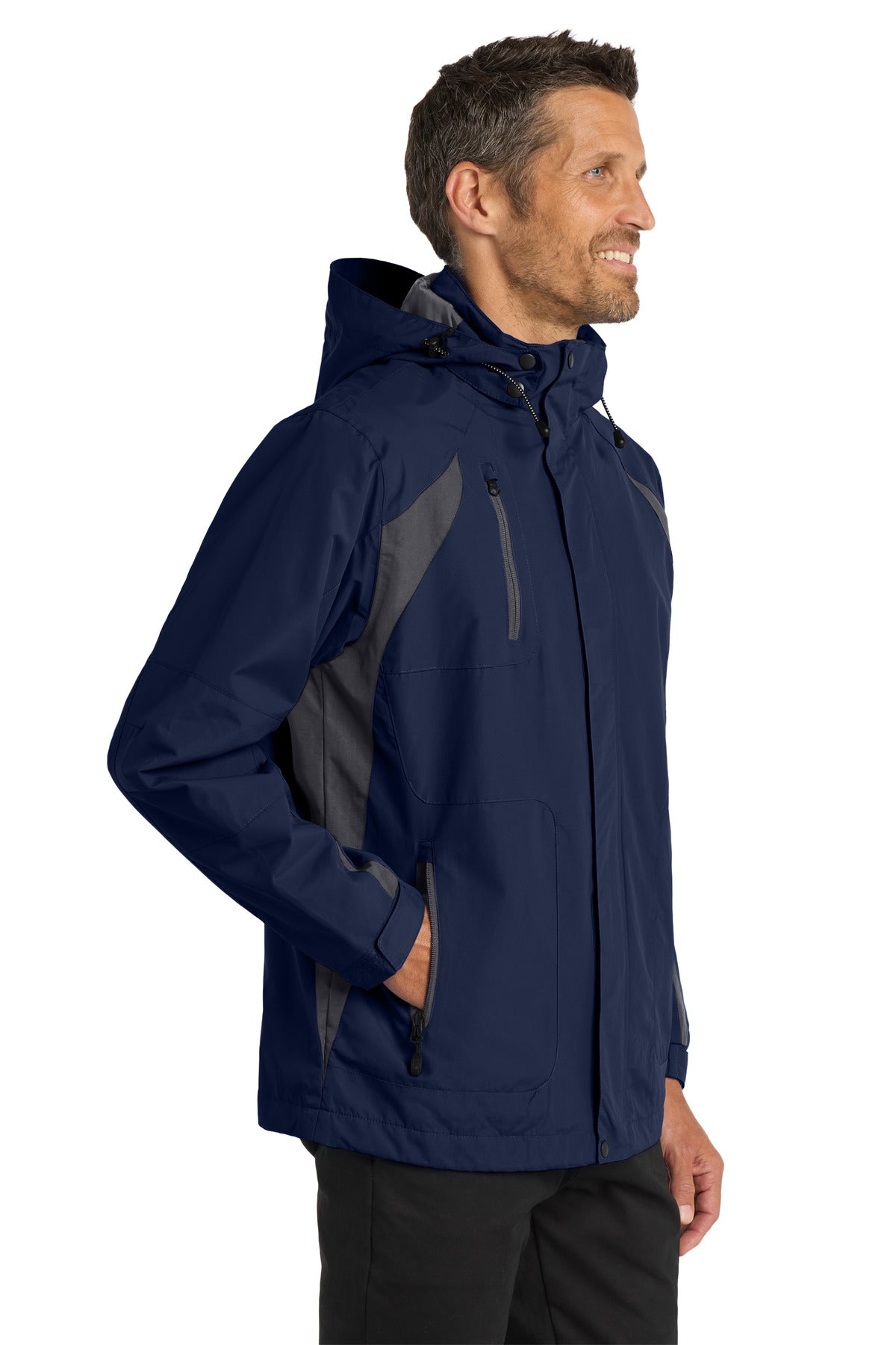 Port Authority All-Season II Jacket. J304 - True Navy/ Iron Grey - side