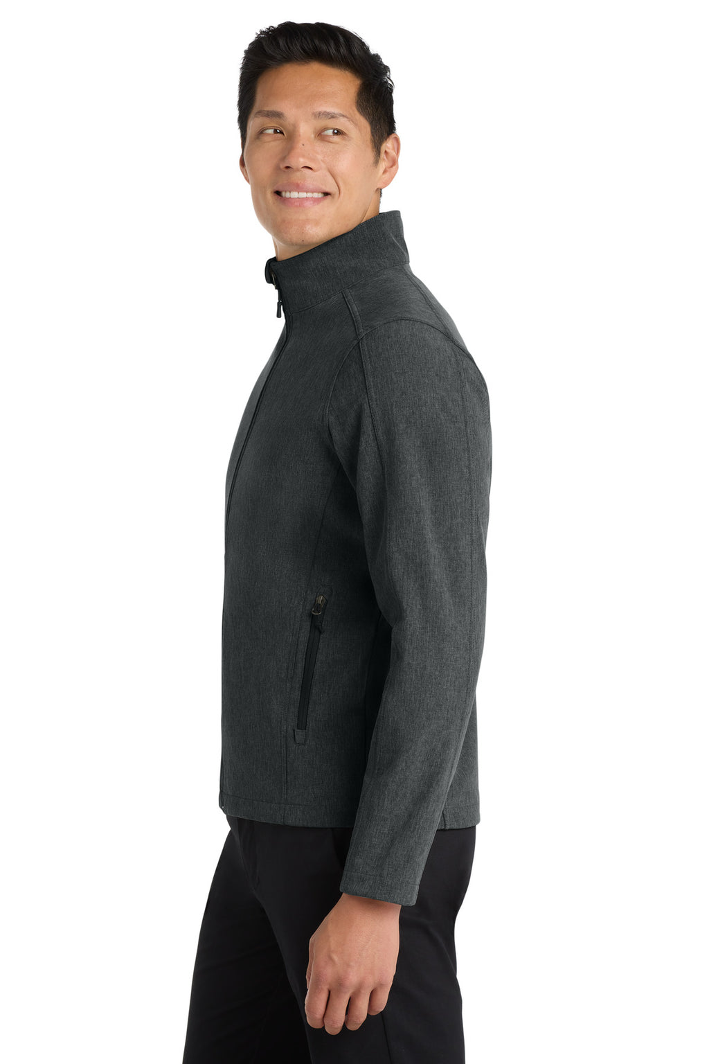 Port Authority Core Soft Shell Jacket. J317 - Black Charcoal Heather - side