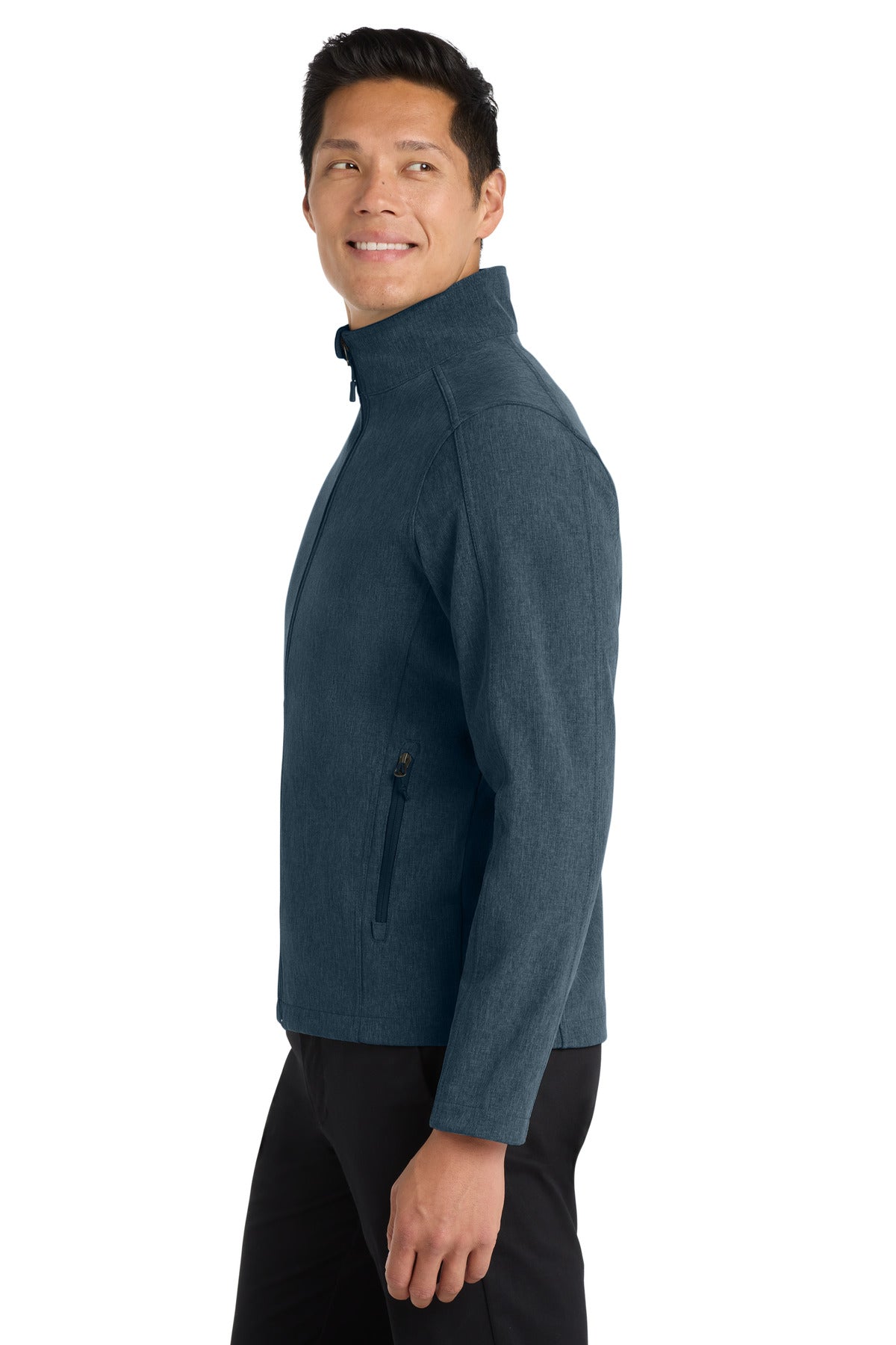 Port Authority Core Soft Shell Jacket. J317 - Navy Heather - side