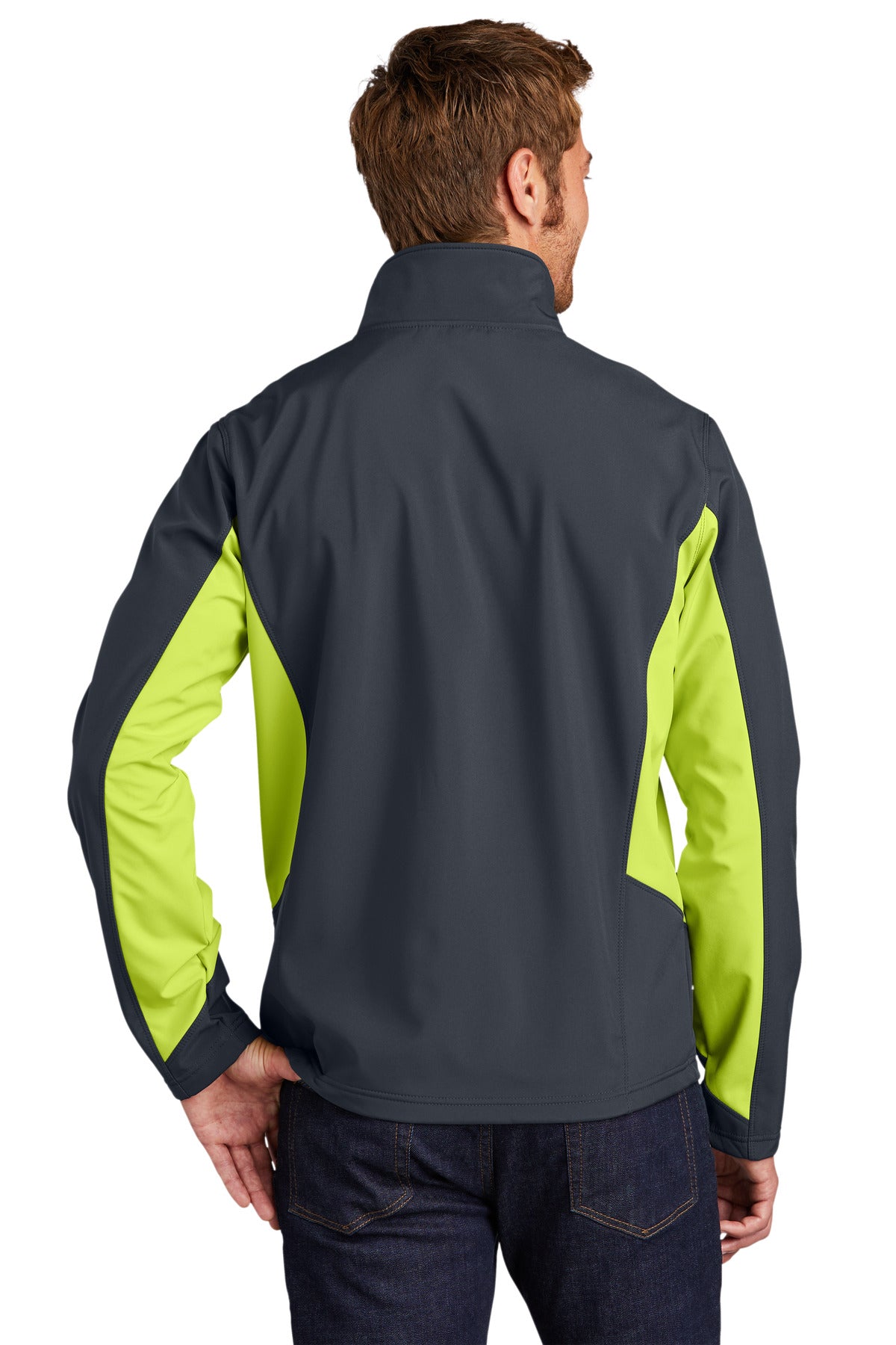 Port Authority Core Colorblock Soft Shell Jacket. J318 - Battleship Grey/ Charge Green - back