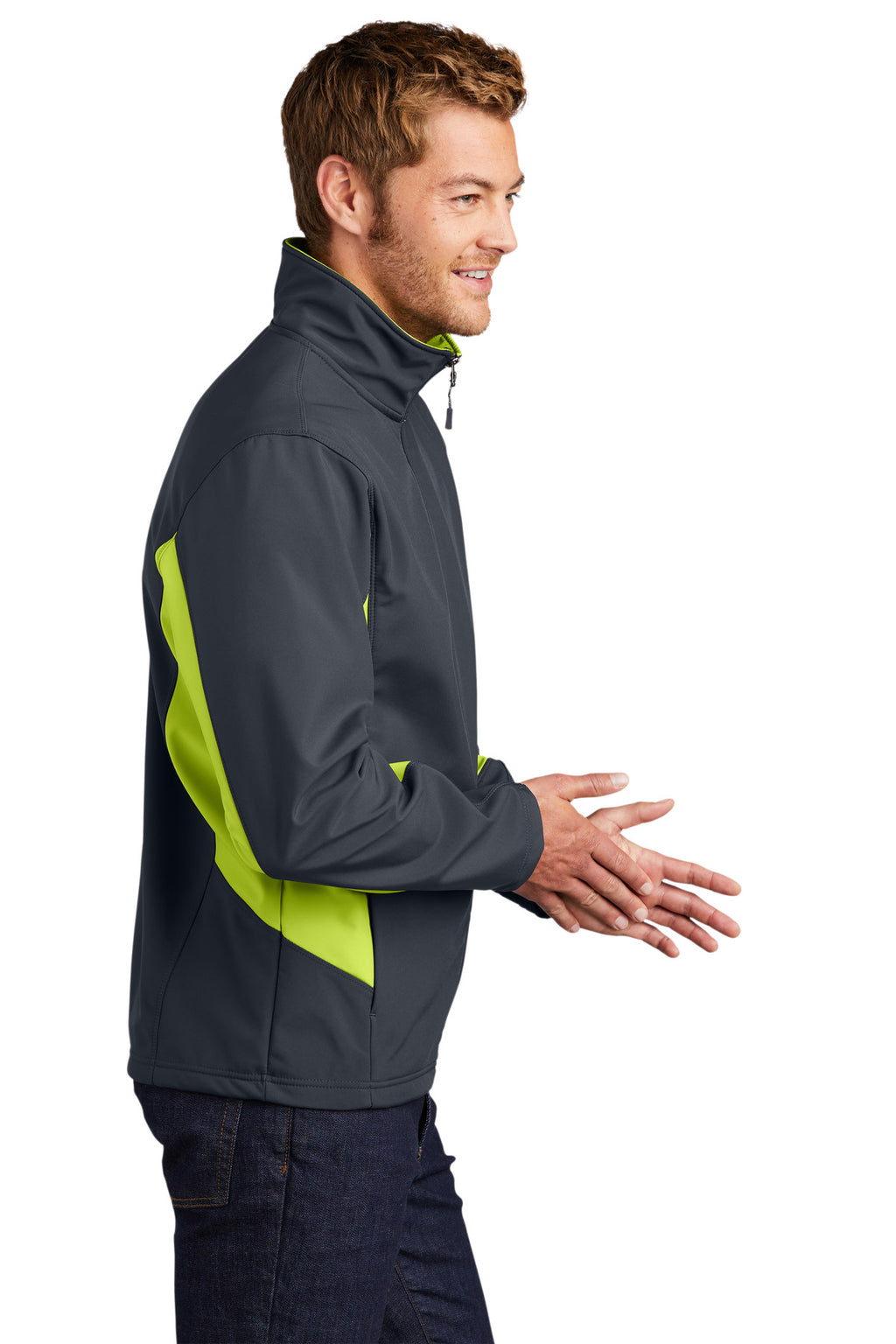 Port Authority Core Colorblock Soft Shell Jacket. J318 - Battleship Grey/ Charge Green - side