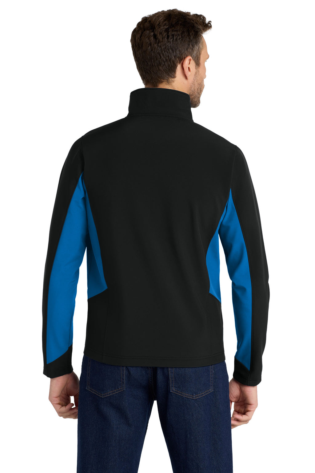 Port Authority Core Colorblock Soft Shell Jacket. J318 - Black/ Imperial Blue - back
