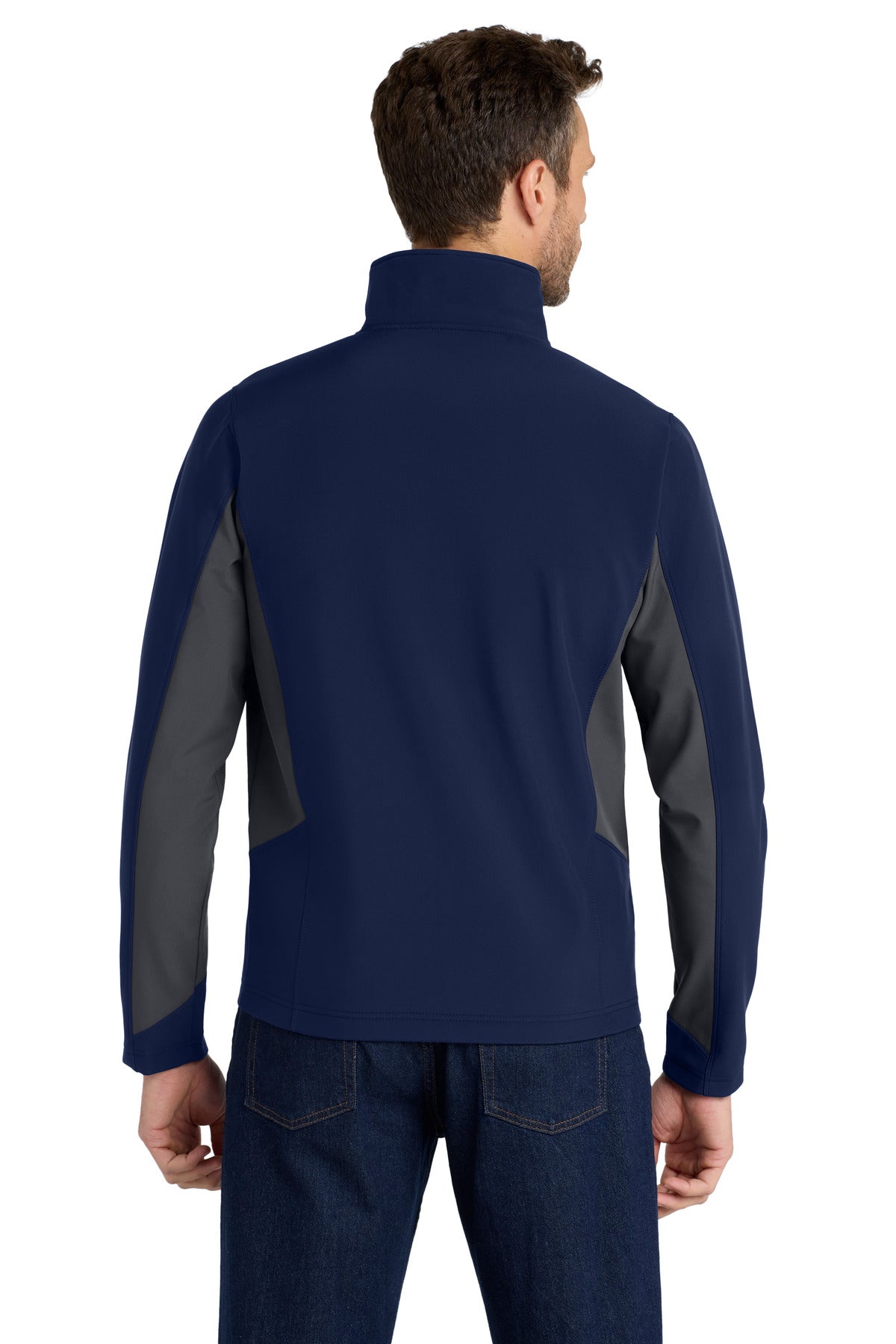 Port Authority Core Colorblock Soft Shell Jacket. J318 - Dress Blue Navy/ Battleship Grey - back