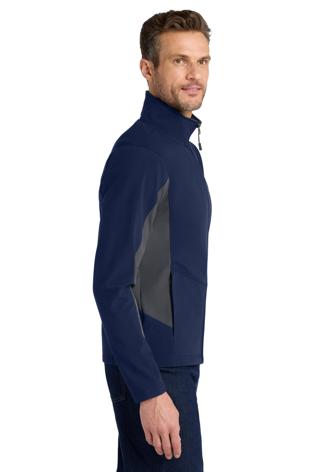 Port Authority Core Colorblock Soft Shell Jacket. J318 - Dress Blue Navy/ Battleship Grey - side