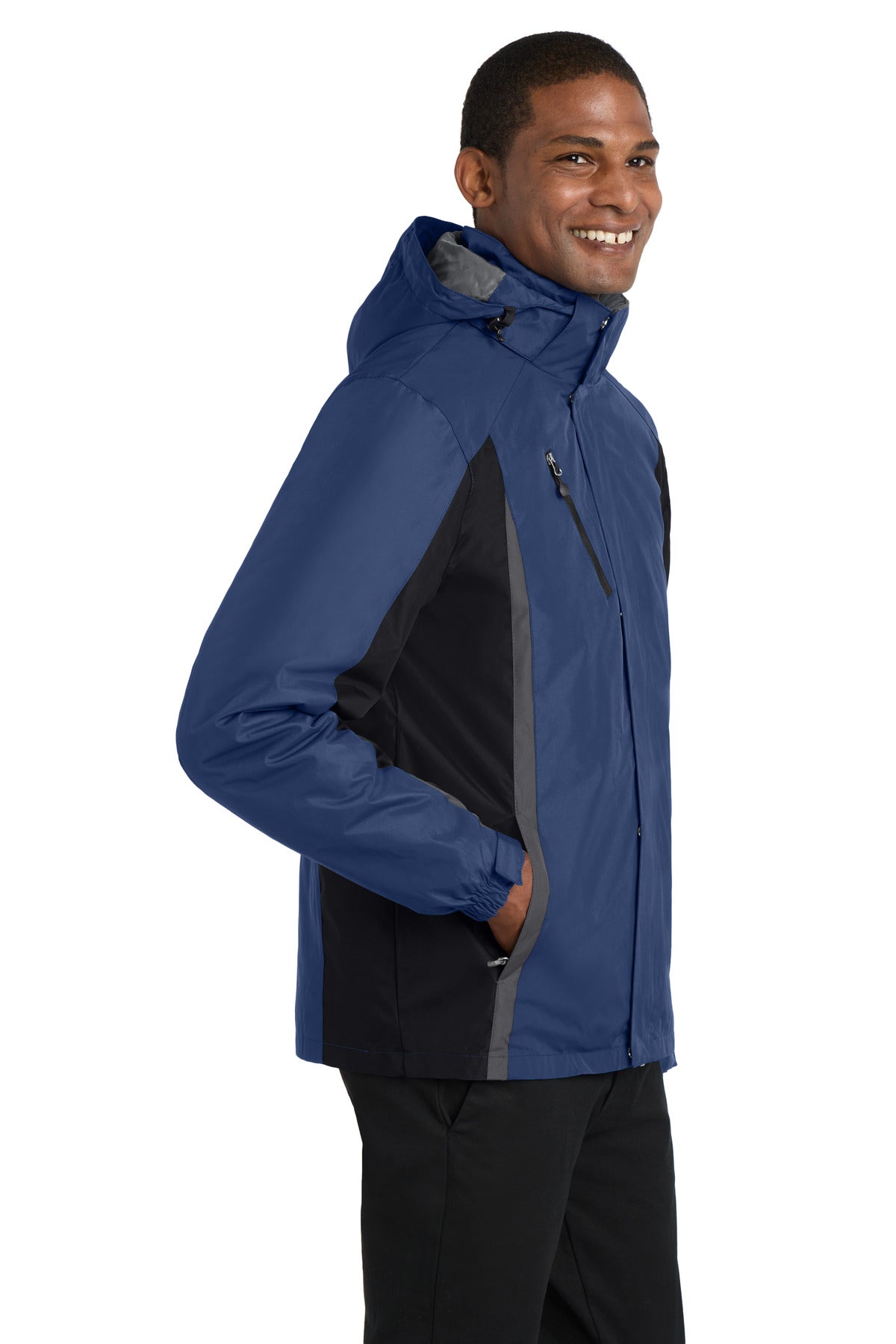 Port Authority Colorblock 3-in-1 Jacket. J321 - Admiral Blue/ Black/ Magnet - side