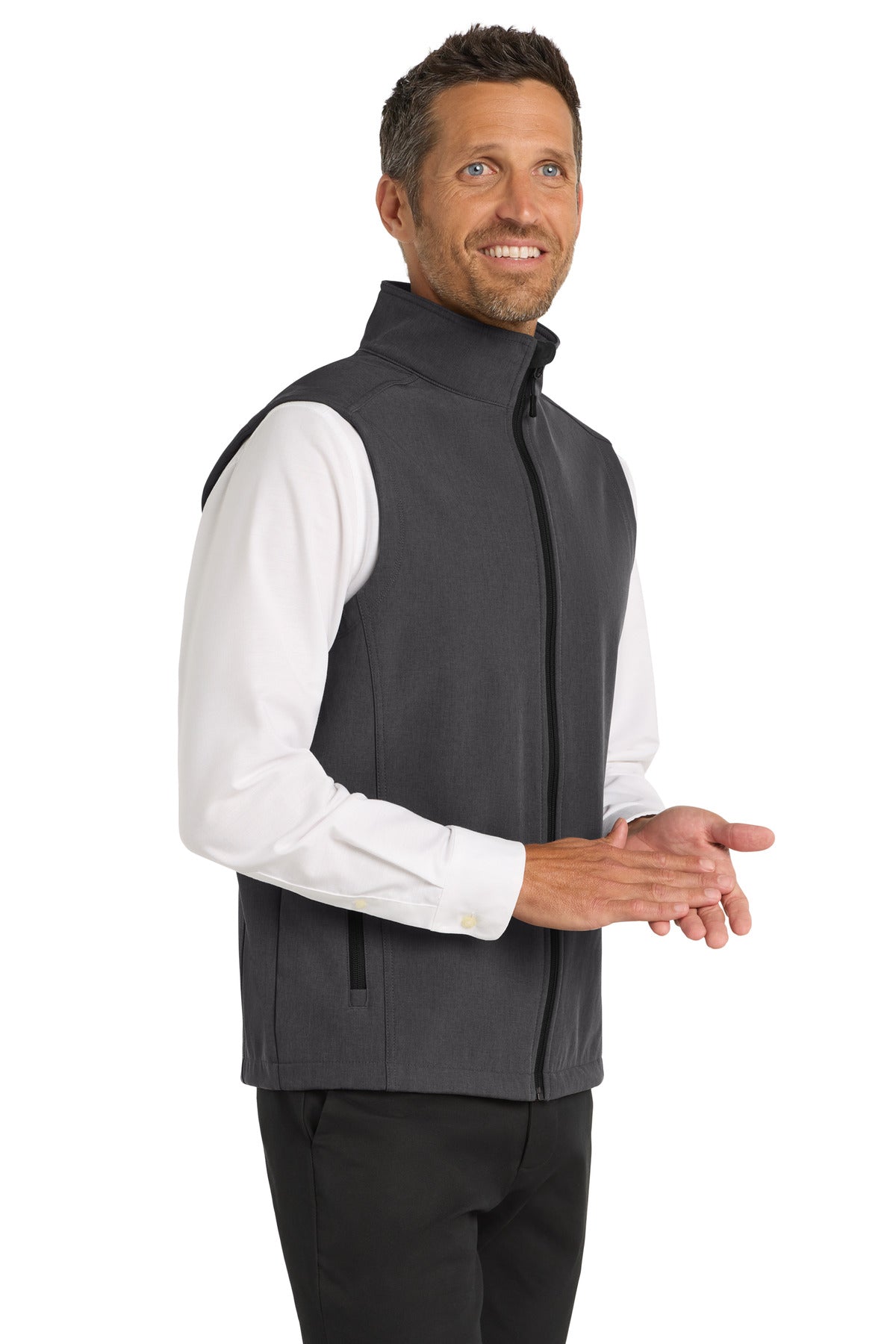 Port Authority Core Soft Shell Vest. J325 - Black Charcoal Heather - side