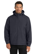 Port Authority Hooded Charger Jacket. J327 - Battleship Grey - front