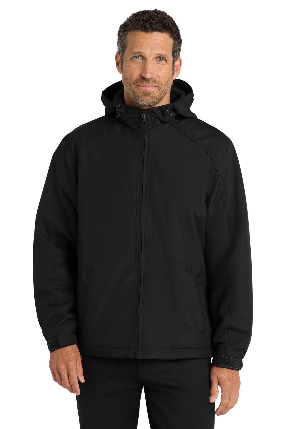 Port Authority Hooded Charger Jacket. J327 - True Black - front