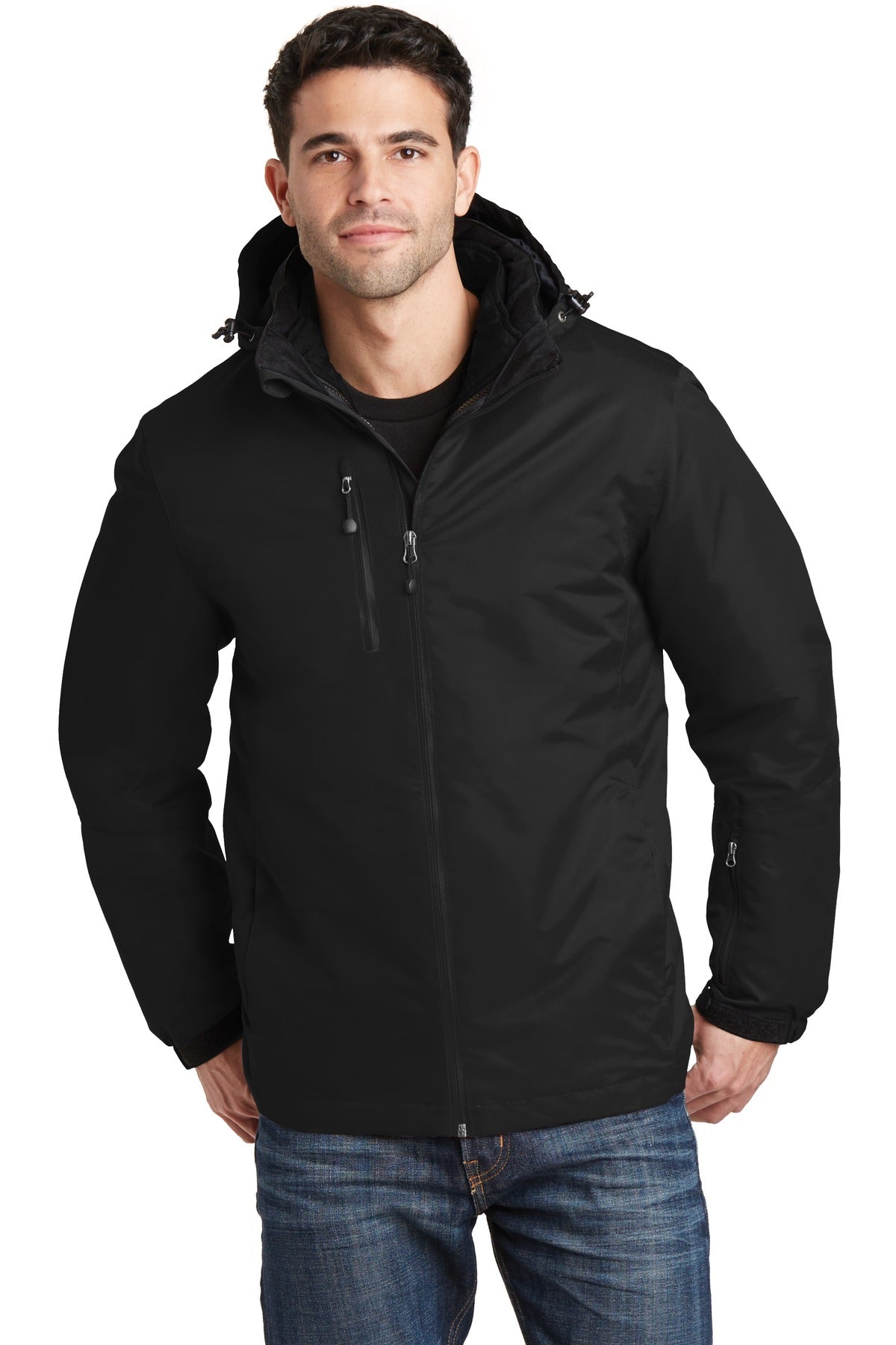 Port Authority Vortex Waterproof 3-in-1 Jacket. J332 - Black/ Black - front
