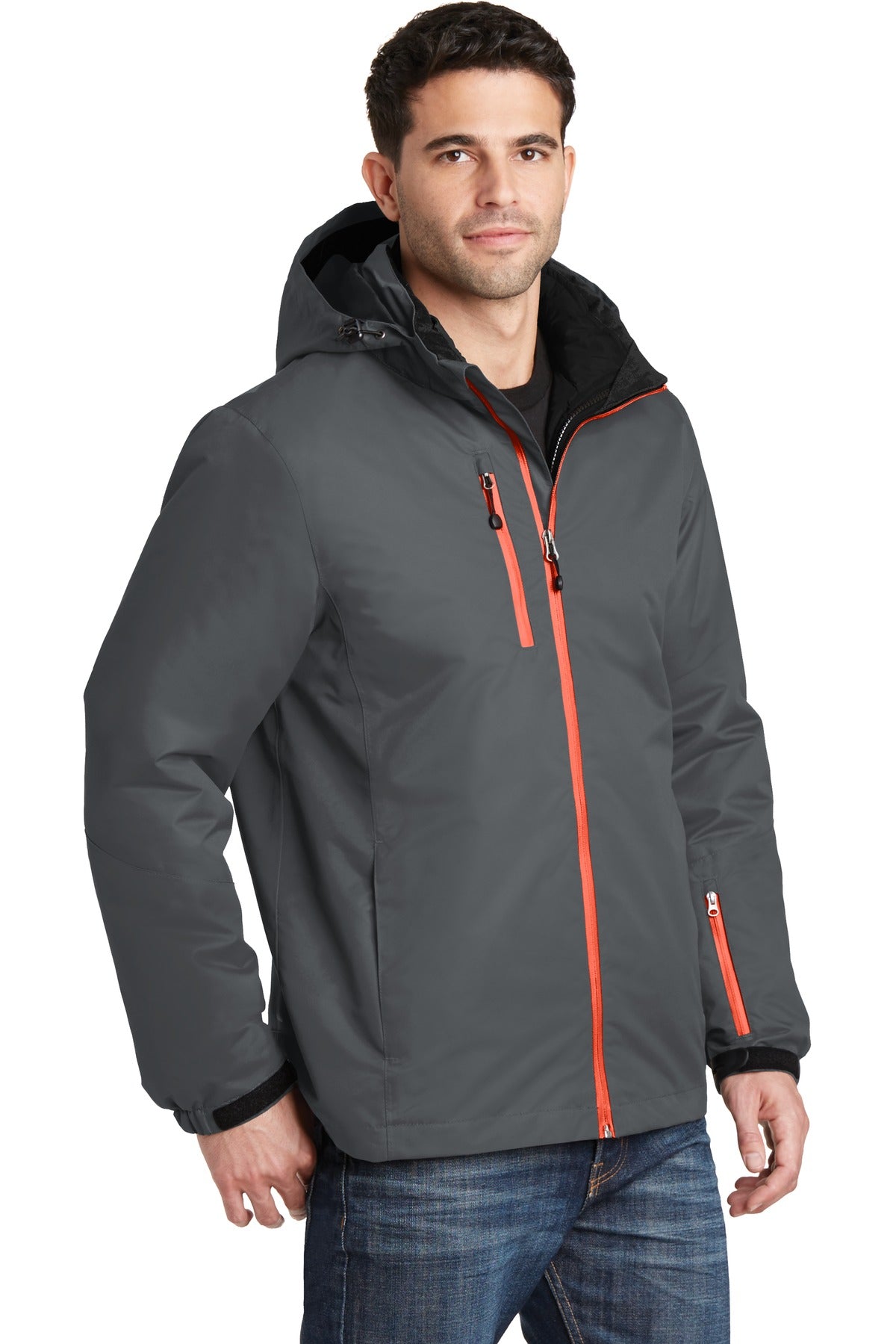 Port Authority Vortex Waterproof 3-in-1 Jacket. J332 - Magnet/ Orange - three_q