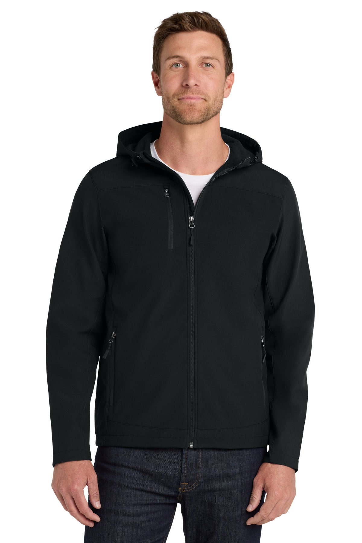 Port Authority Hooded Core Soft Shell Jacket. J335 - Black - front
