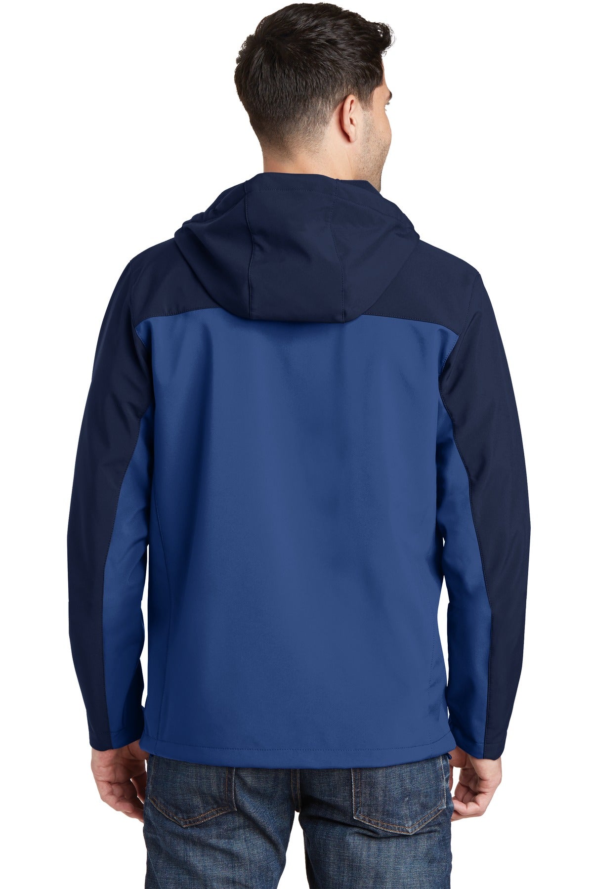 Port Authority Hooded Core Soft Shell Jacket. J335 - Night Sky Blue/ Dress Blue Navy - back