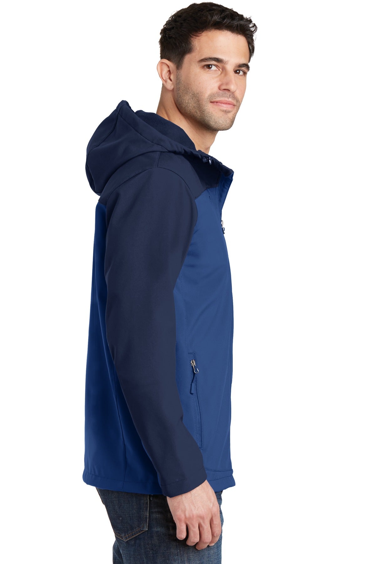 Port Authority Hooded Core Soft Shell Jacket. J335 - Night Sky Blue/ Dress Blue Navy - side