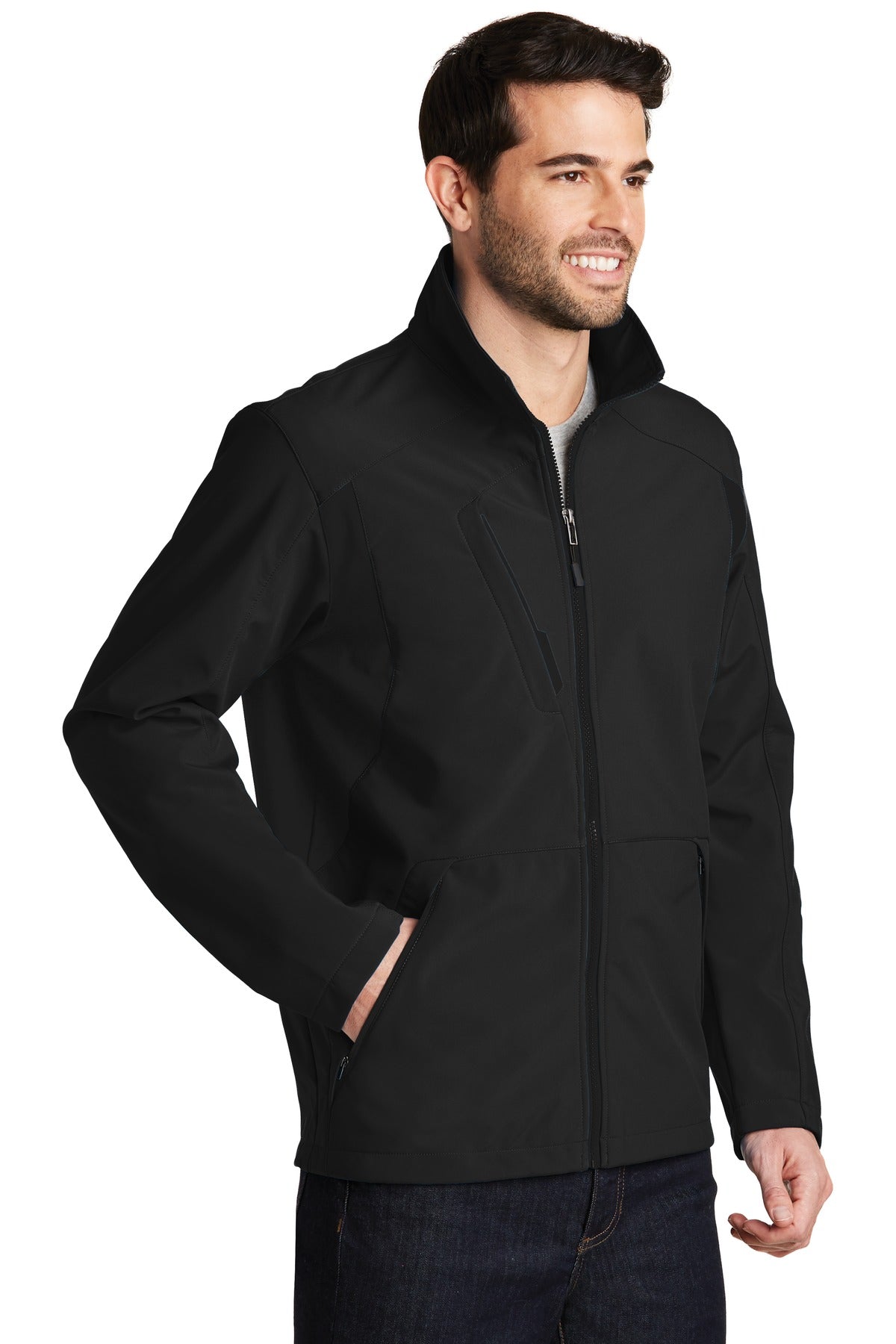Port Authority Back-Block Soft Shell Jacket. J336 - Black/ Black - three_q