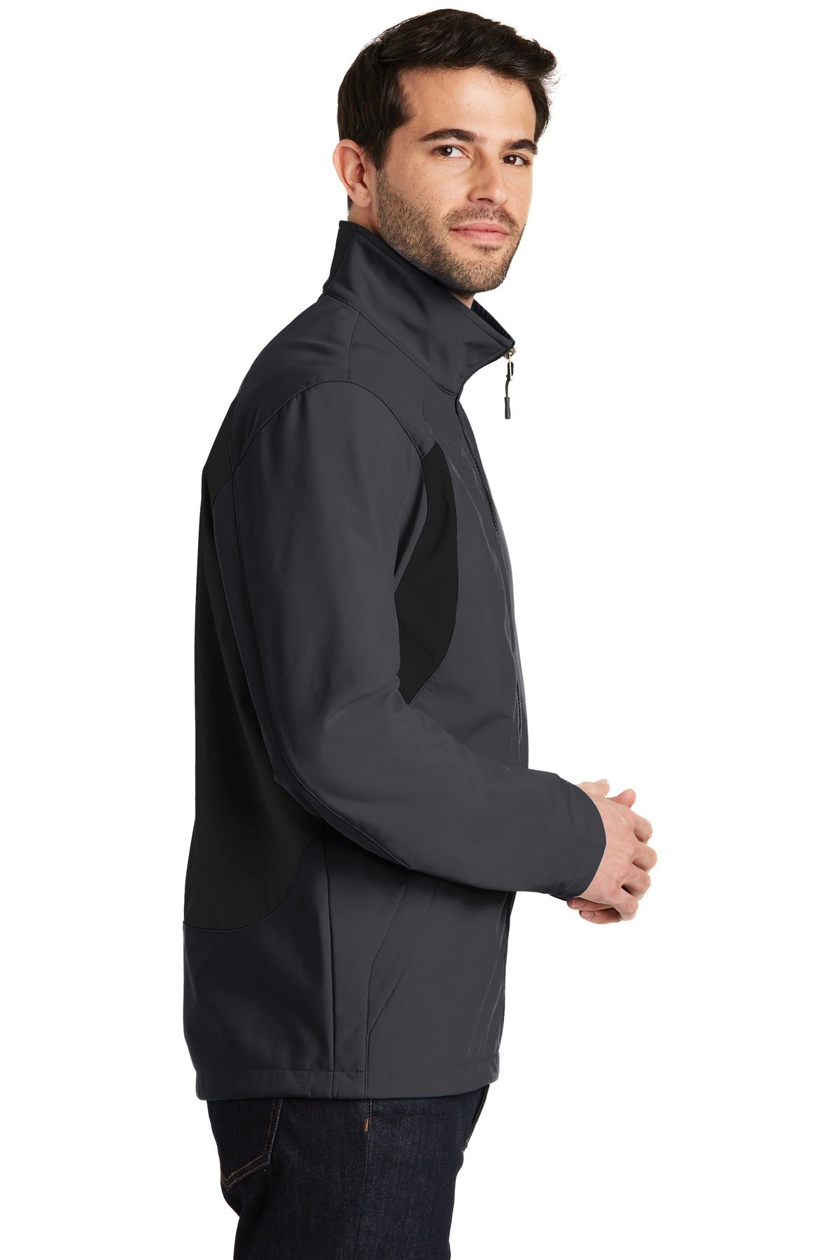 Port Authority Back-Block Soft Shell Jacket. J336 - Battleship Grey/ Black - side