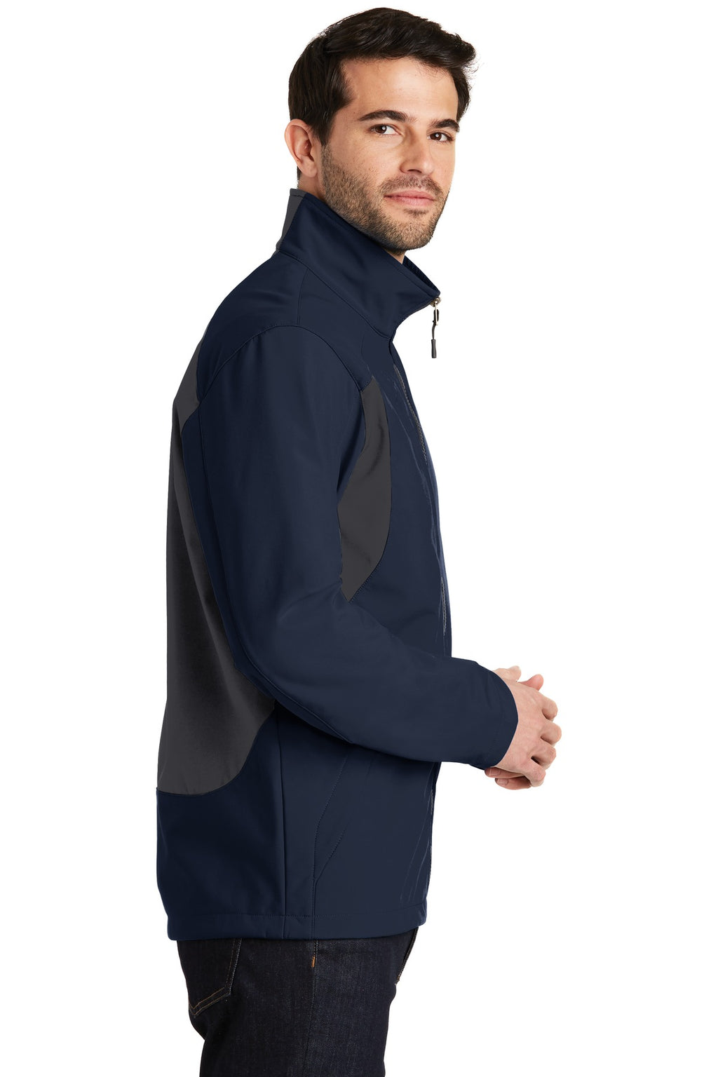 Port Authority Back-Block Soft Shell Jacket. J336 - Dress Blue Navy/ Battleship Grey - side