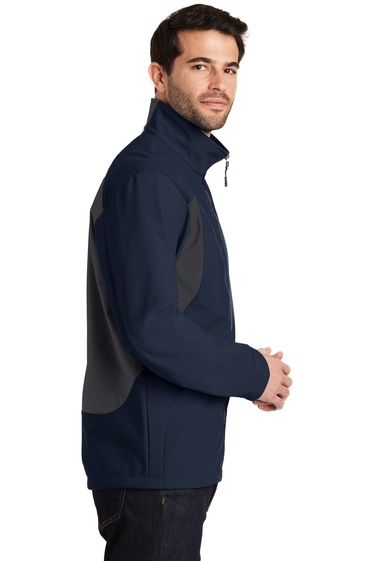 Port Authority Back-Block Soft Shell Jacket. J336 - Dress Blue Navy/ Battleship Grey - side
