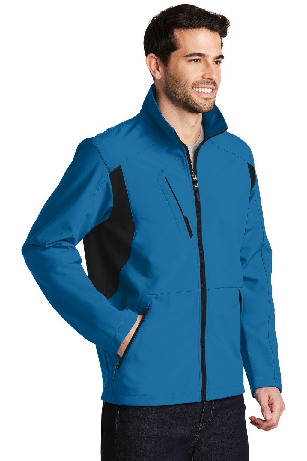 Port Authority Back-Block Soft Shell Jacket. J336 - Imperial Blue/ Black - three_q