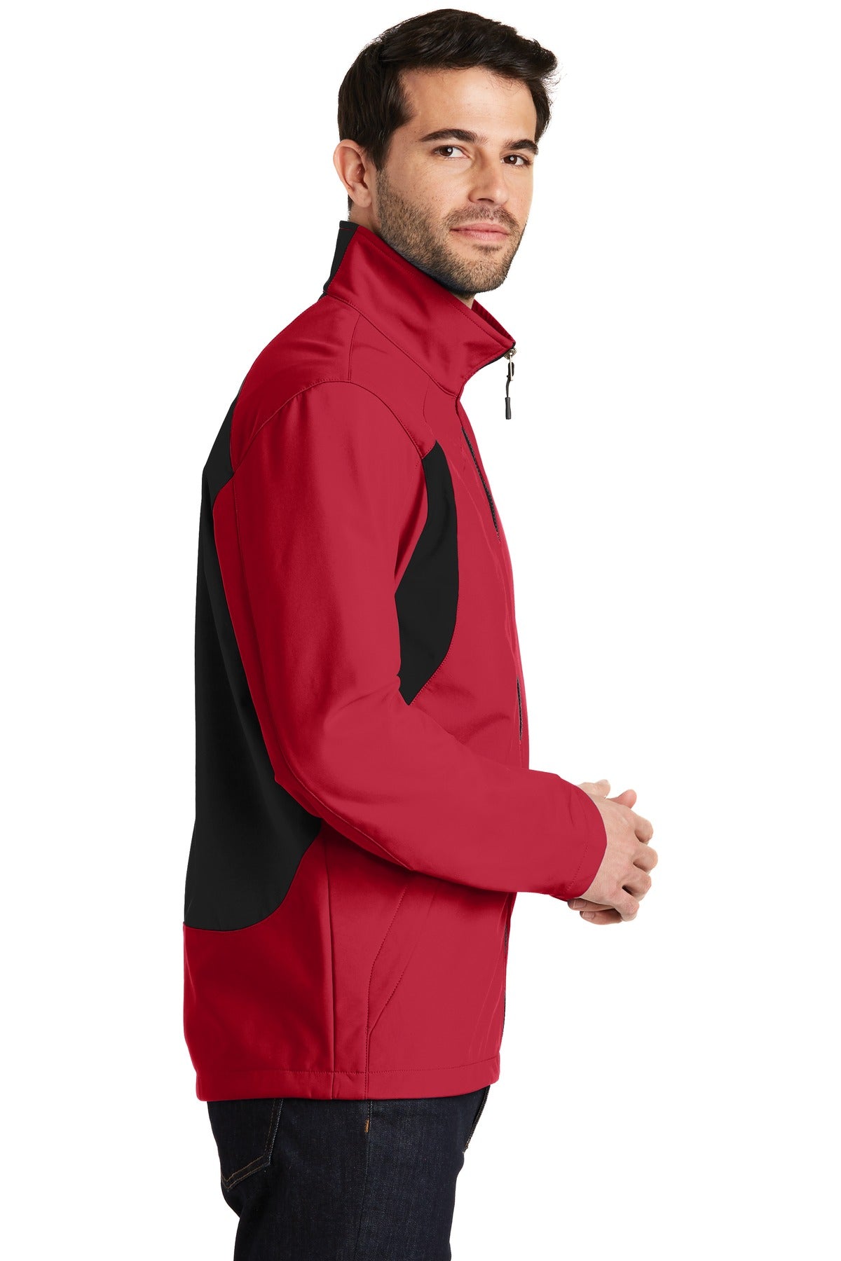 Port Authority Back-Block Soft Shell Jacket. J336 - Rich Red/ Black - side