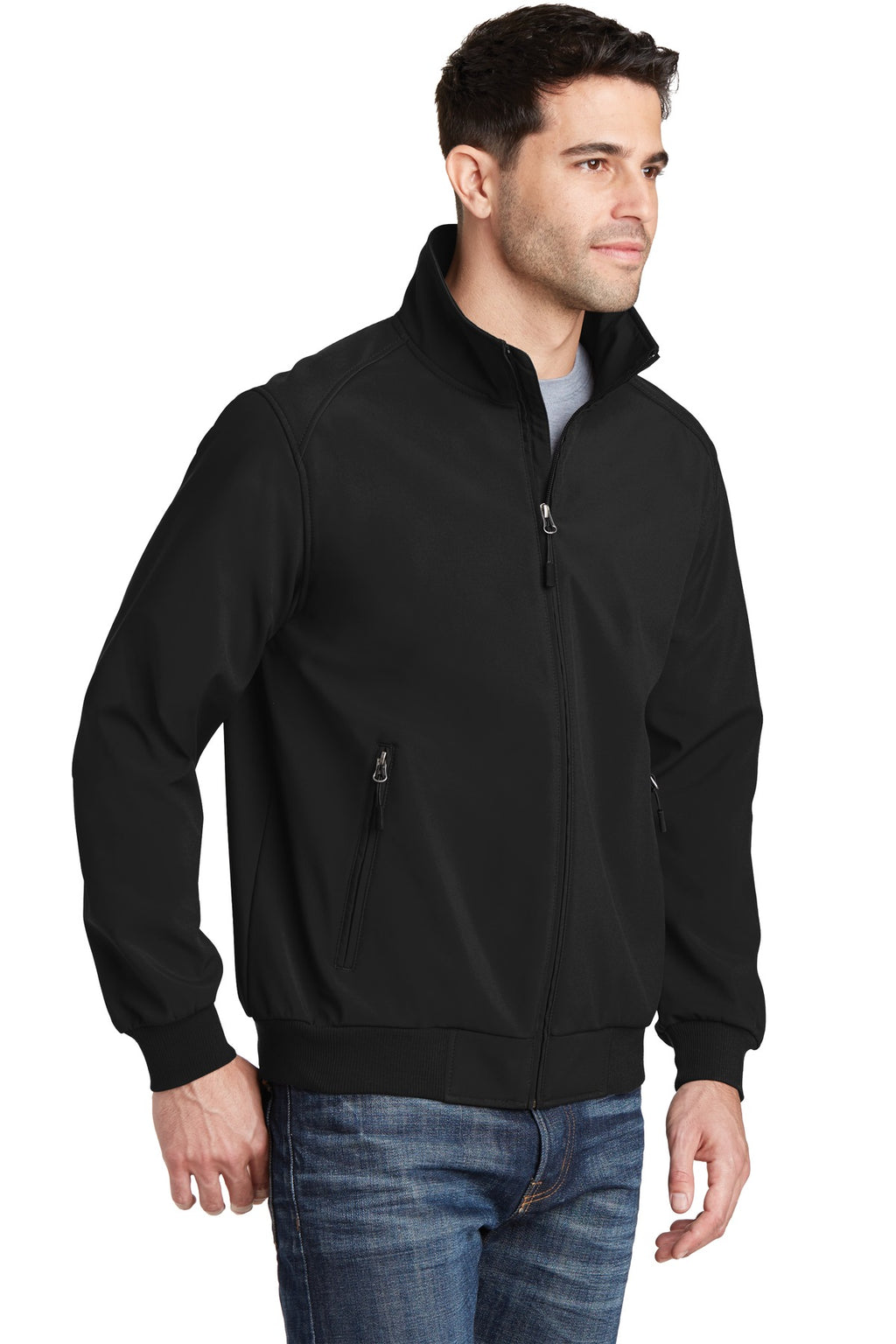 Port Authority Soft Shell Bomber Jacket. J337 - Black - three_q