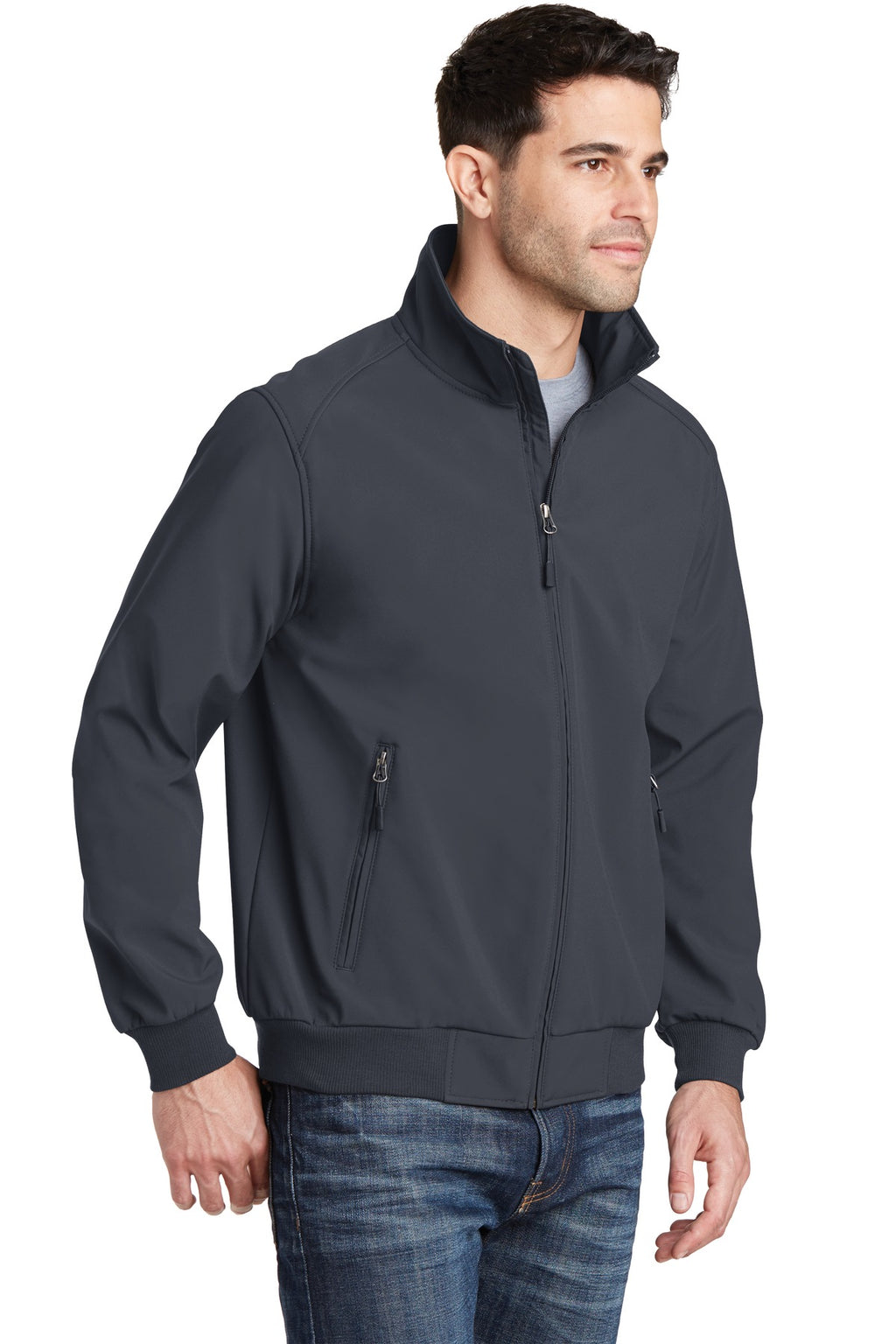 Port Authority Soft Shell Bomber Jacket. J337 - Battleship Grey - three_q