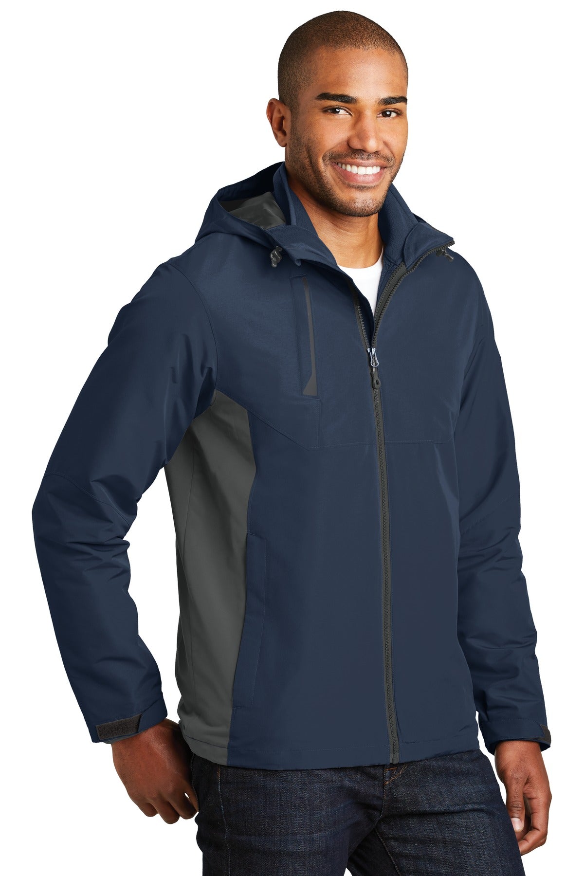 Port Authority Merge 3-in-1 Jacket. J338 - Dress Blue Navy/ Grey Steel - three_q