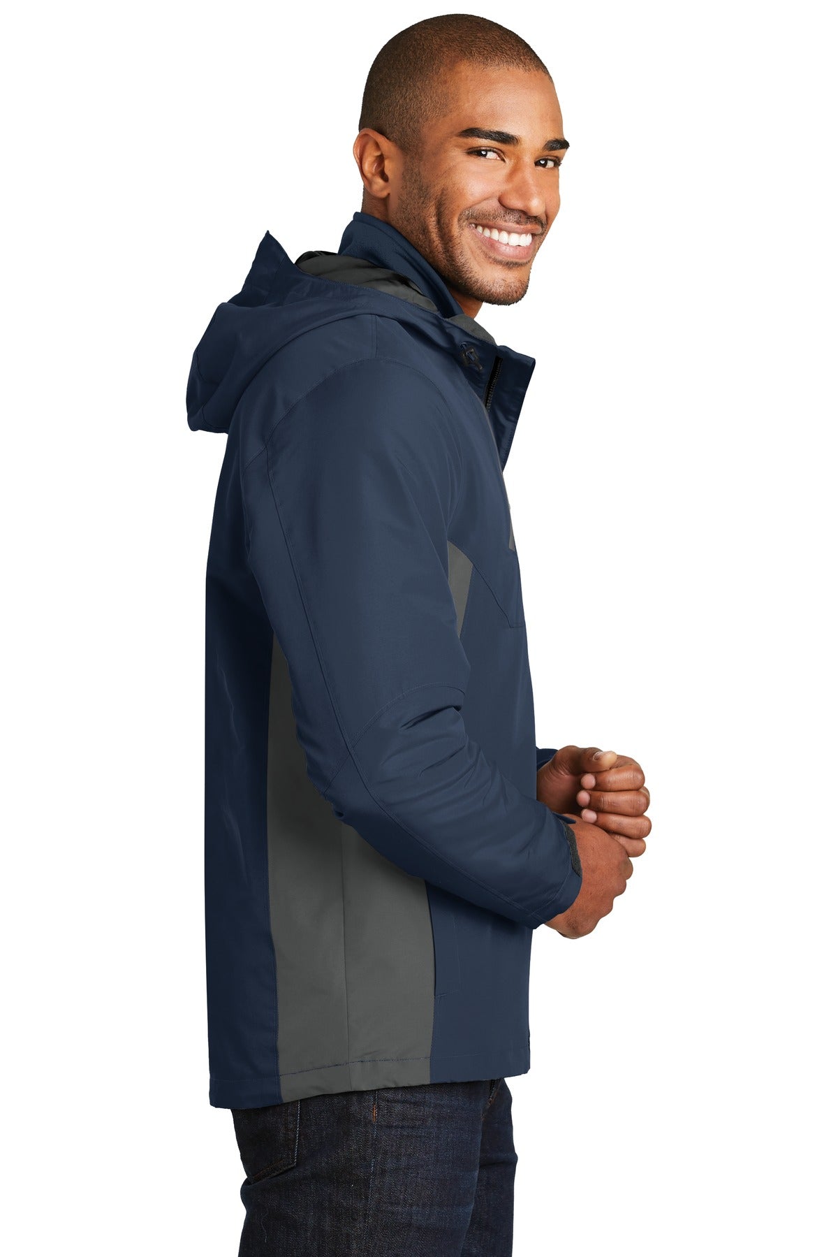 Port Authority Merge 3-in-1 Jacket. J338 - Dress Blue Navy/ Grey Steel - side
