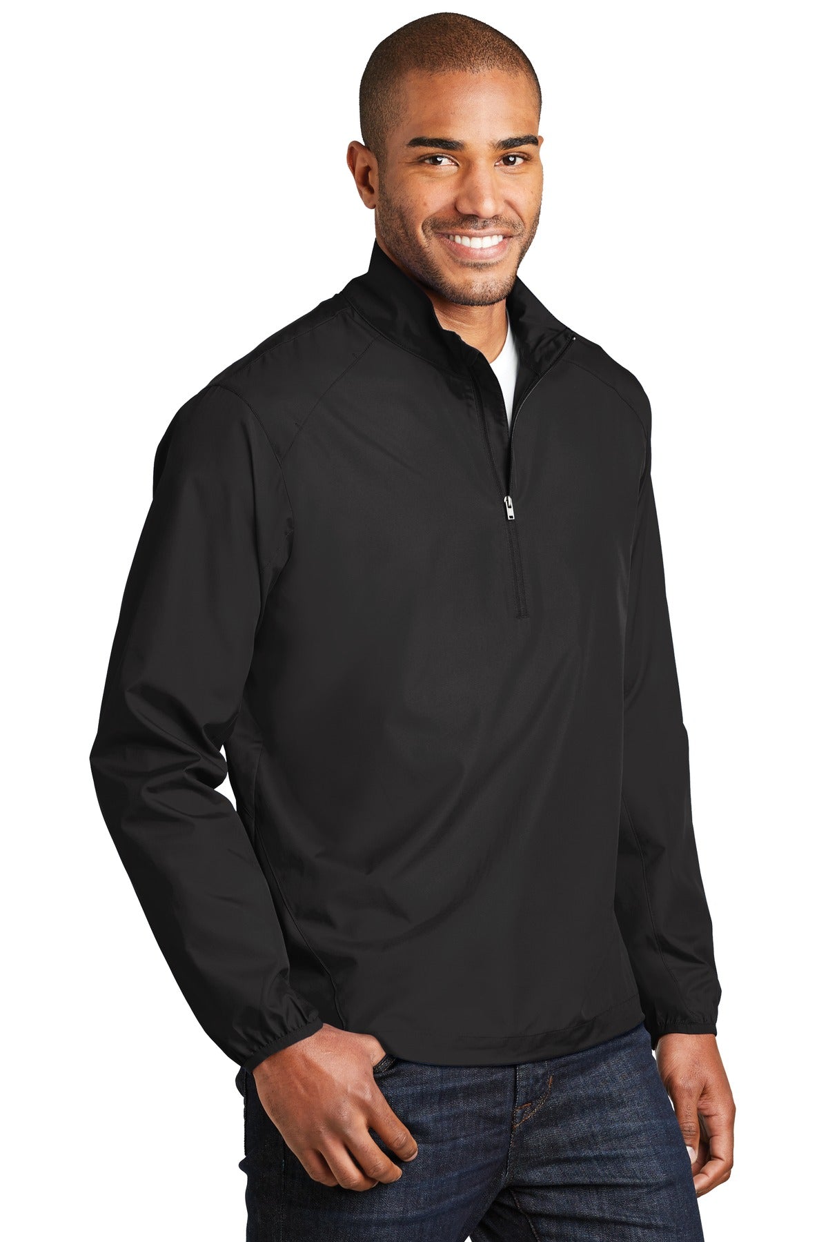 Port Authority Zephyr 1/2-Zip Pullover. J343 - Black - three_q