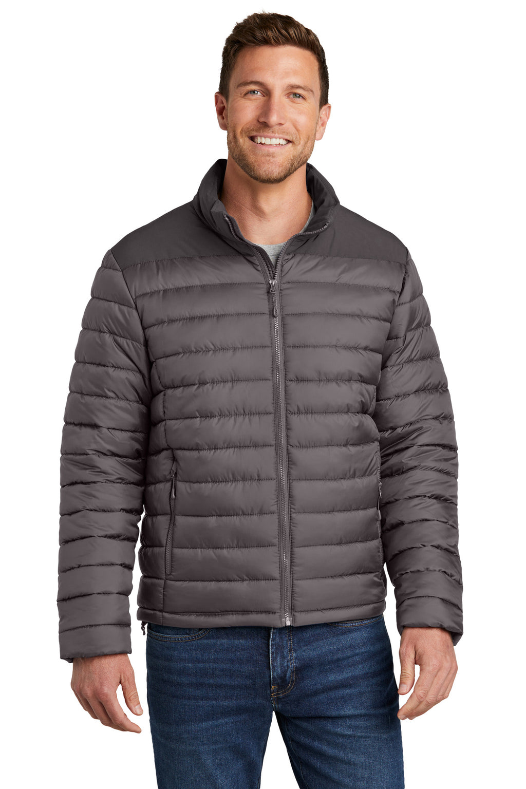 Port Authority Horizon Puffy Jacket J364 - Deep Smoke/ Grey Smoke - front