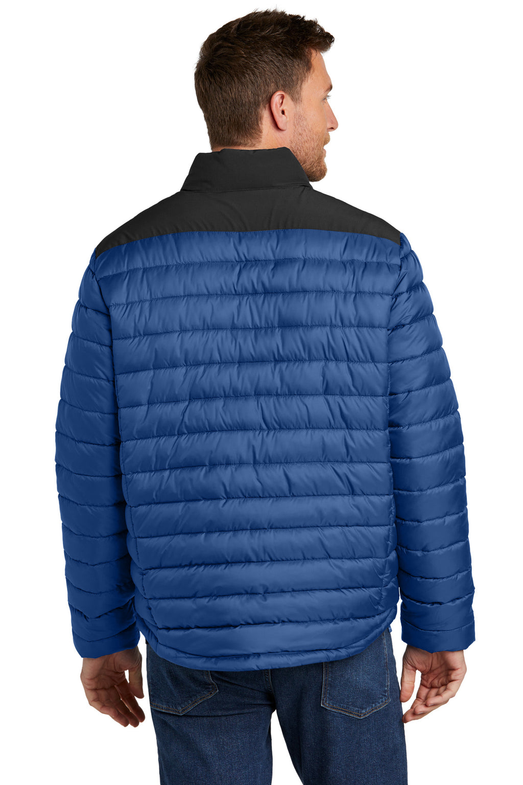 Port Authority Horizon Puffy Jacket J364 - True Blue/ Deep Black - back
