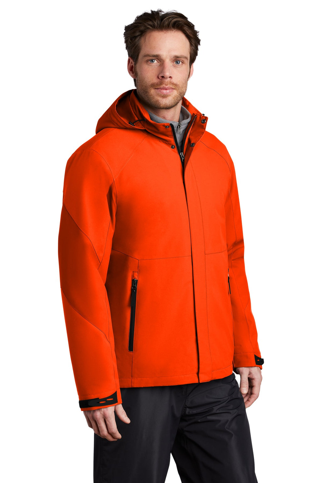 Port Authority Insulated Waterproof Tech Jacket J405 - Fire Orange - three_q