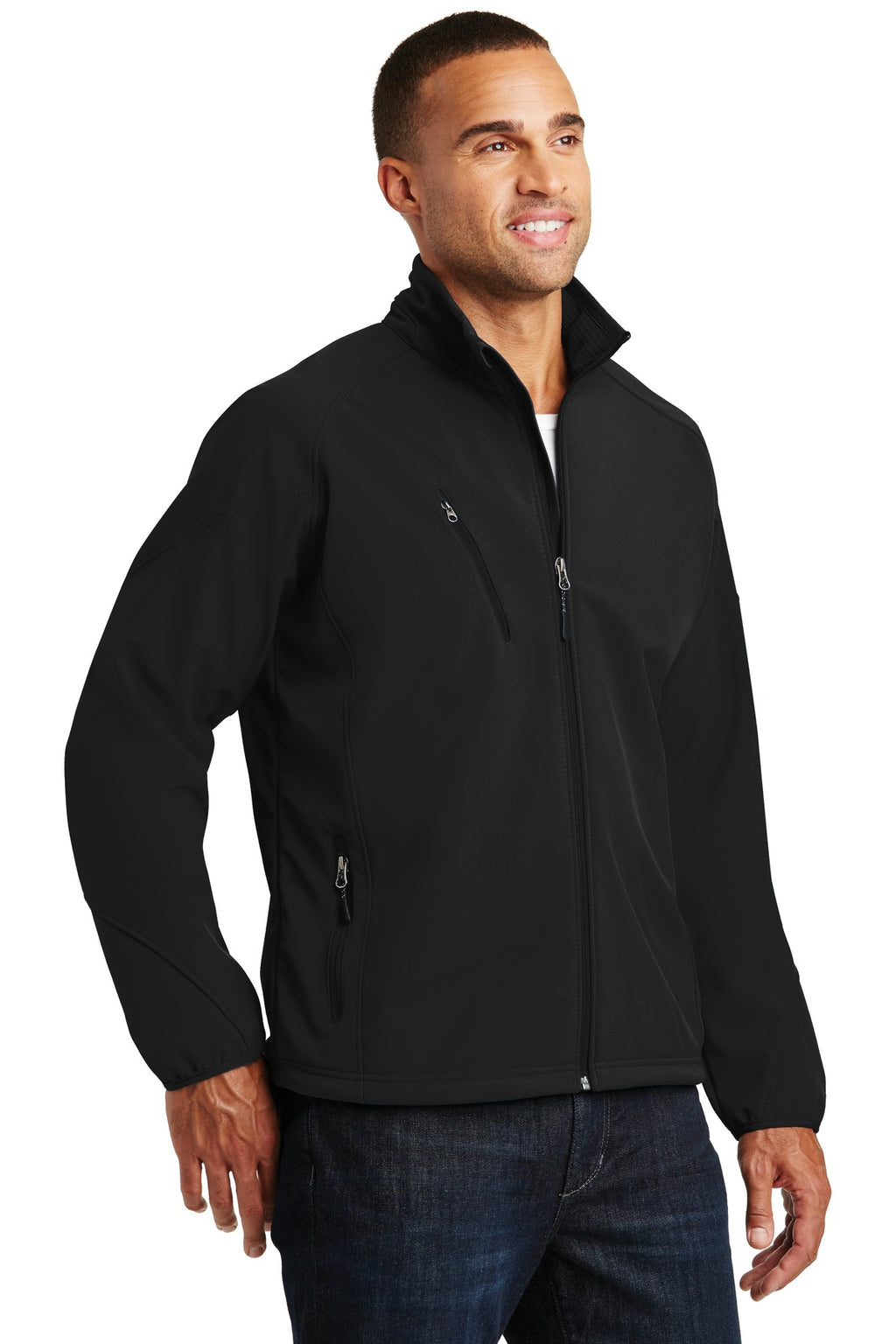 Port Authority Textured Soft Shell Jacket. J705 - Black - three_q