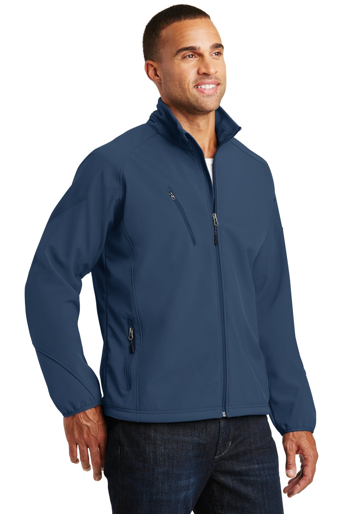 Port Authority Textured Soft Shell Jacket. J705 - Insignia Blue - three_q