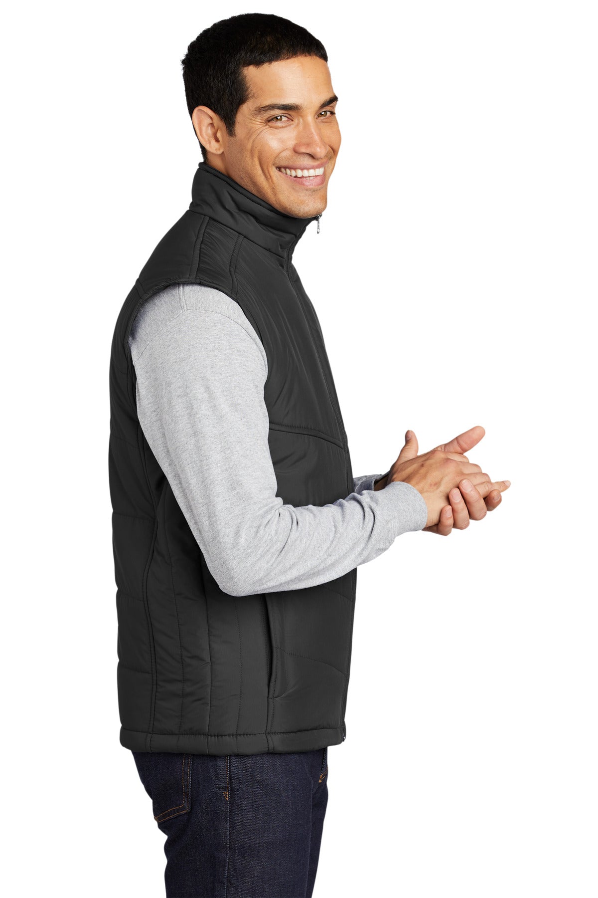Port Authority Puffy Vest. J709 - Black/ Black - side