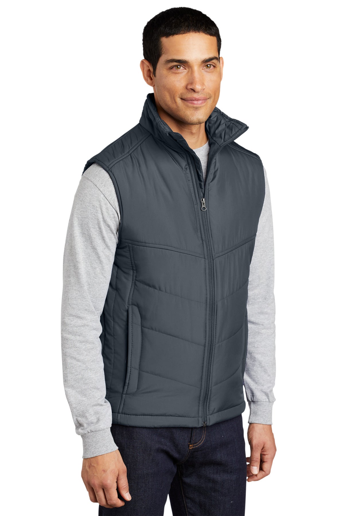 Port Authority Puffy Vest. J709 - Dark Slate/ Black - three_q