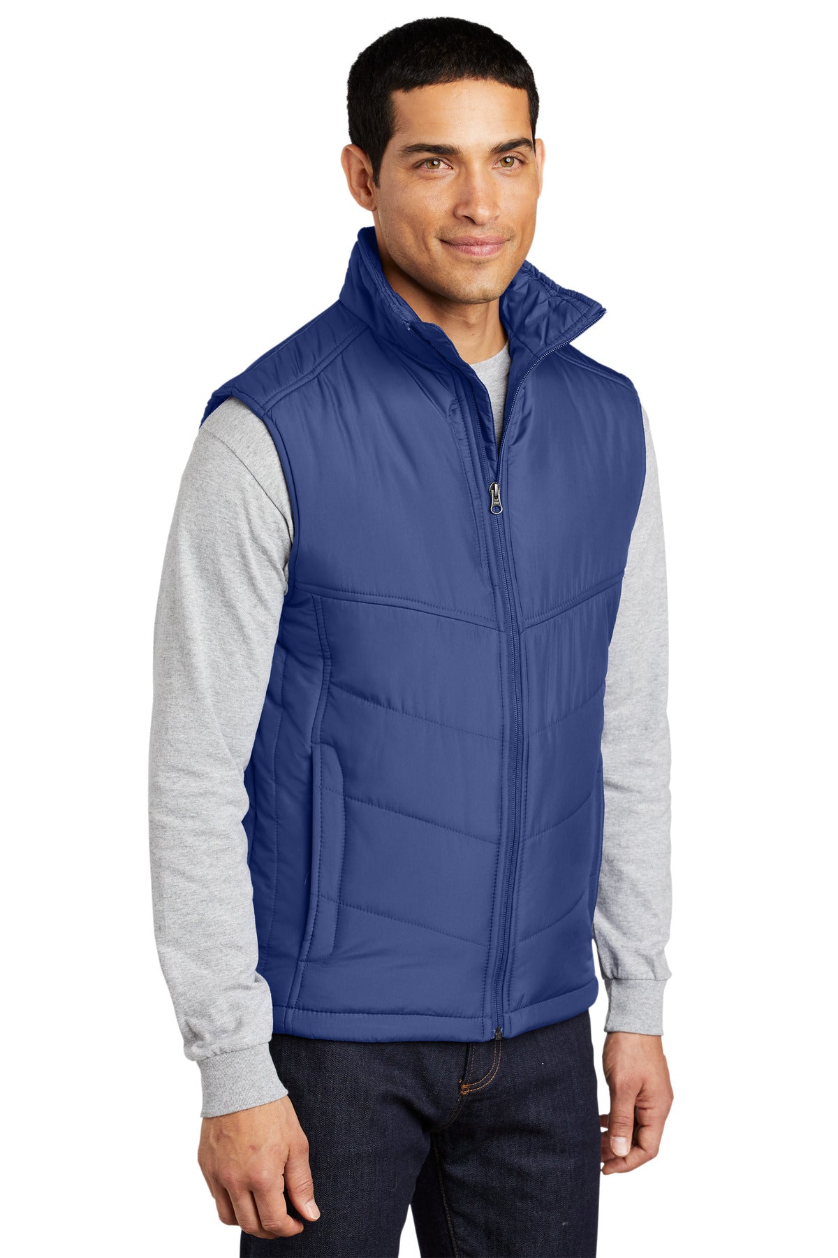 Port Authority Puffy Vest. J709 - Mediterranean Blue/ Black - three_q